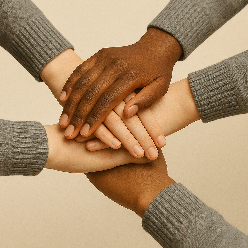 Dayanışma için bir araya gelen eller